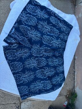 Lauren James Navy Blue Pineapple Print Swim Shorts
